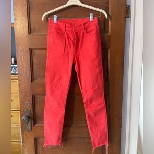 MOTHER The Stunner Ankle Fray in Tomato Size 26